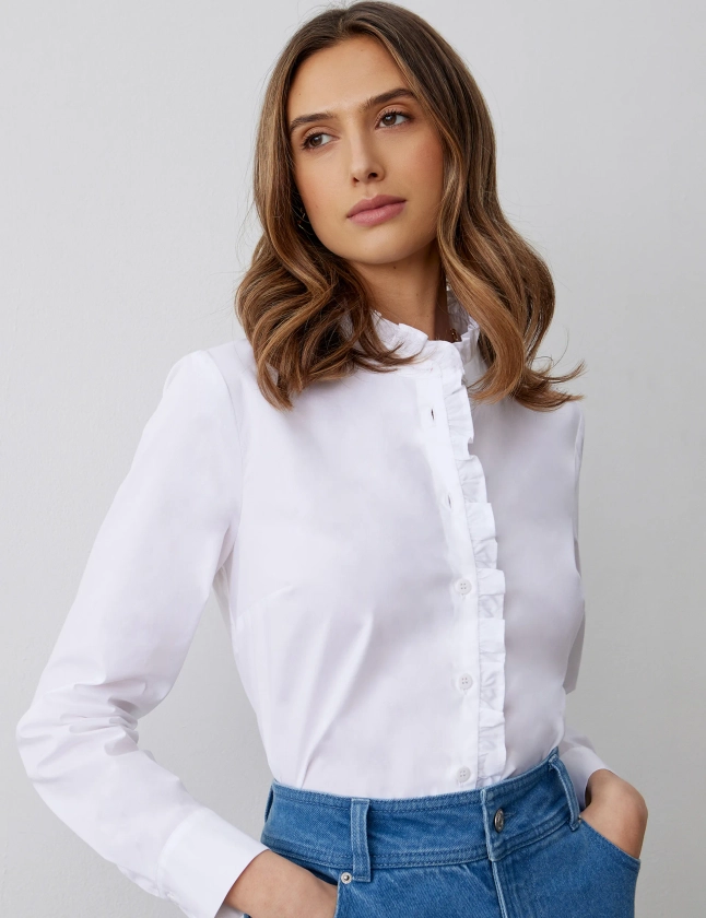 Pure Cotton High Neck Ruffle Shirt | Finery London | M&S