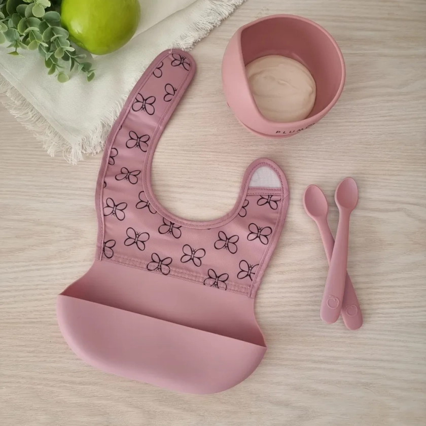 Plum First Foods 4 Piece Starter Set - Dusty Berry | Feeding Sets | Baby Bunting AU