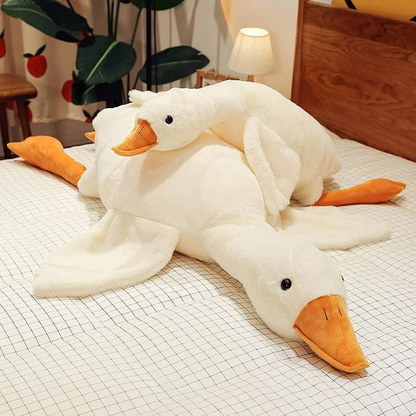 Goose Stuffed Animal 35.5 Inch Plush Doll Toy, Cute Duck Plush Cushion Soft Huge Plushies Pillow, Gift for Kids and Friends, White