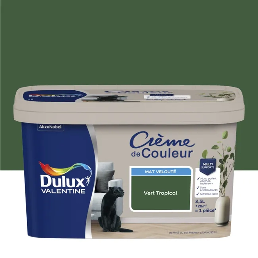 Peinture boiserie vert tropical mat DULUX VALENTINE Crème de couleur 2.5l