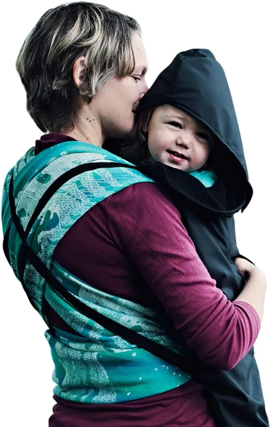 BundleBean - Babywearing All-Weather Waterproof Sling and Baby Carrier Cover (Plain Black) - Rain Cover with Fleece Lining, Universal Fit, Fits Front & Back Carriers, Protection from Rain & Wind