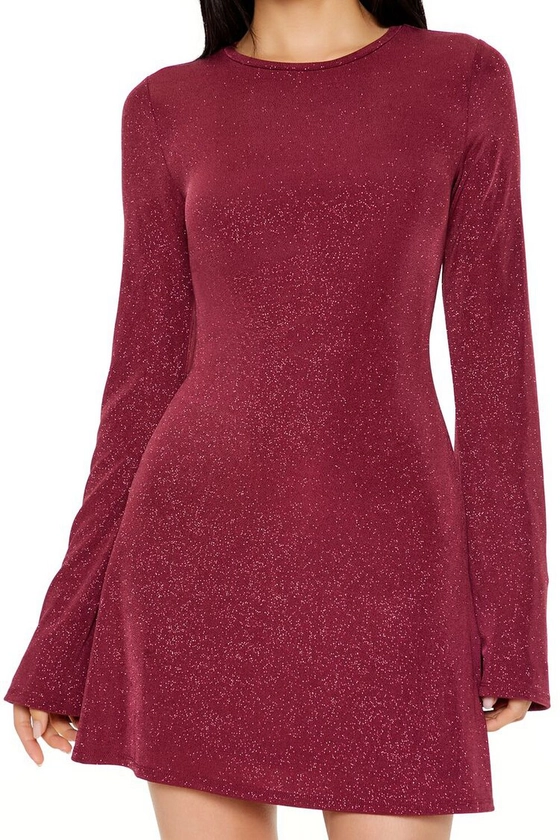 Glitter Bell-Sleeve Mini Dress | Forever 21