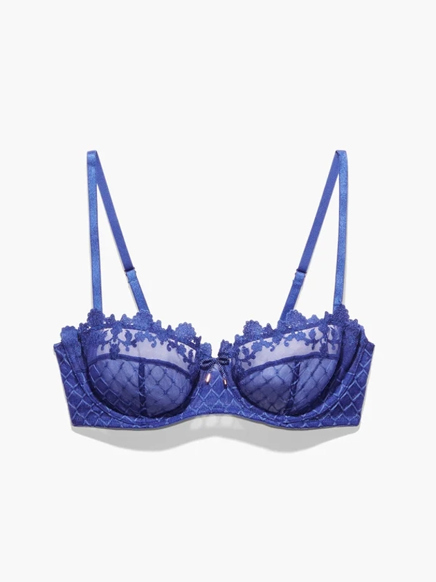 Baroque Bondage Unlined Balconette Bra in Blue | SAVAGE X FENTY France