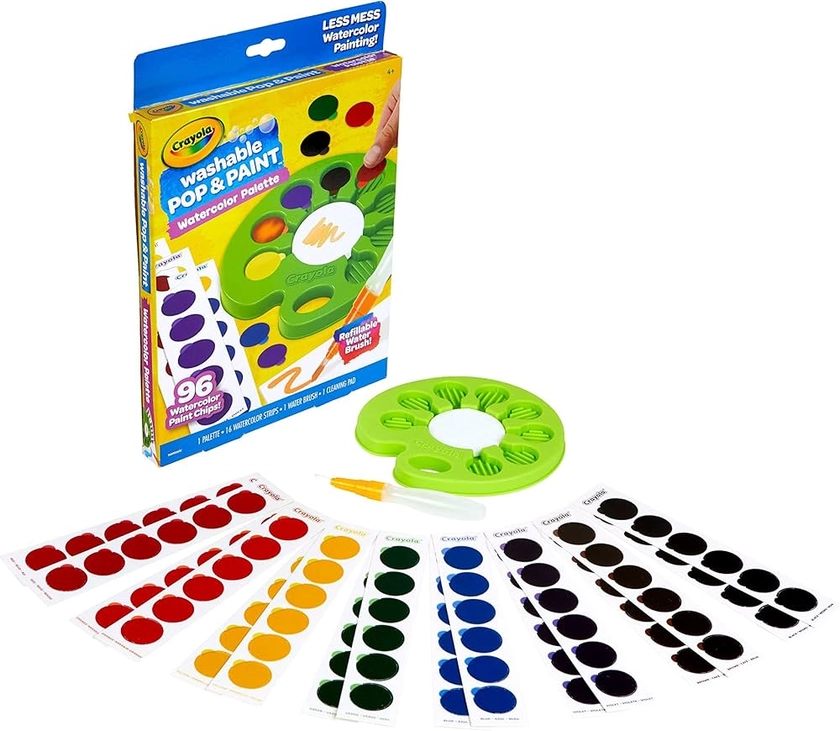 Amazon.com: Crayola Watercolor Pop & Paint Palette, Washable Paint Kit, Less Mess Watercolor Paint Set for Kids, Toddler Stocking Stuffers & Gifts : Toys & Games