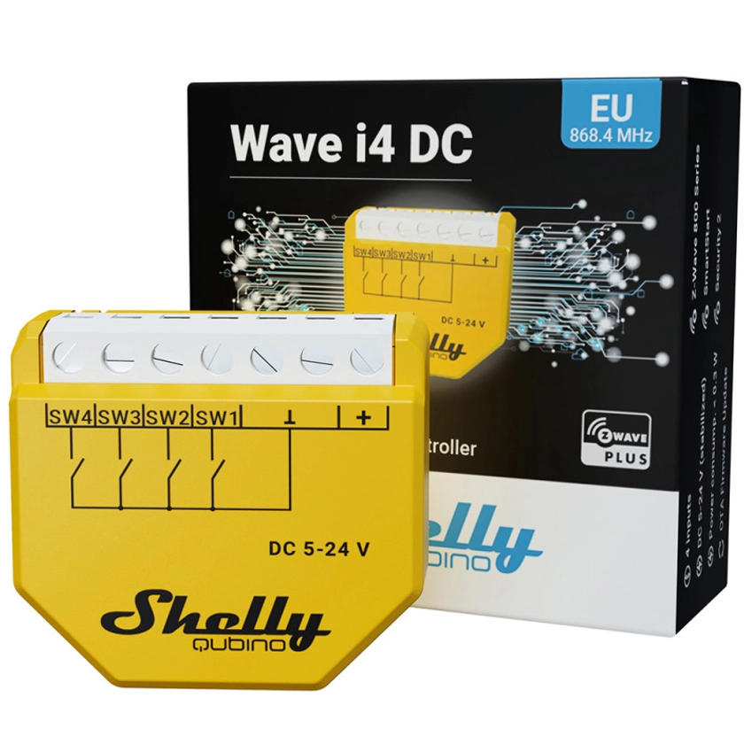 SHELLY QUBINO - Module d'activation de scènes/actions Z-Wave+ 800 Shelly Wave i4 DC (24 VDC)