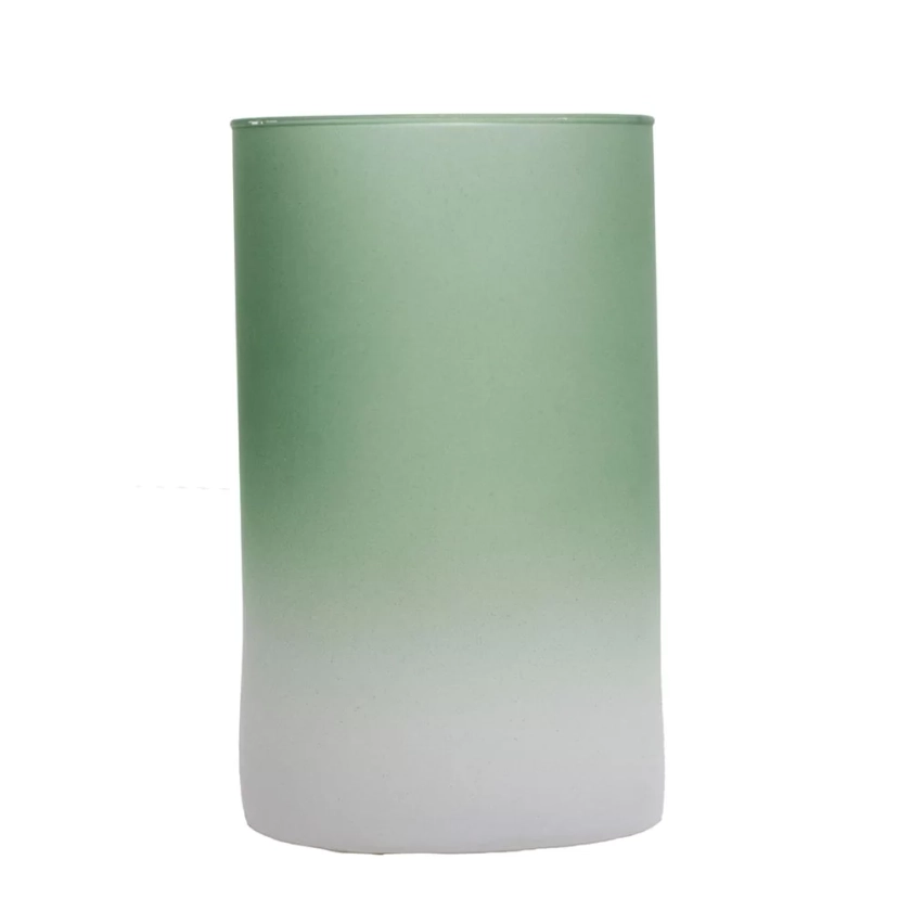Vaso de Vidro Degradê Verde/Branco 9 cm x 9 cm x 15 cm