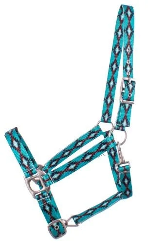 Showman Premium Nylon Halter w/ Turquoise/Brown Southwest Design - Walmart.com