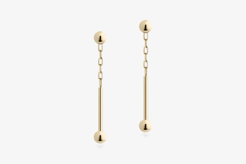 Music Bar Drop Earrings - 22 Carat Gold Gilded