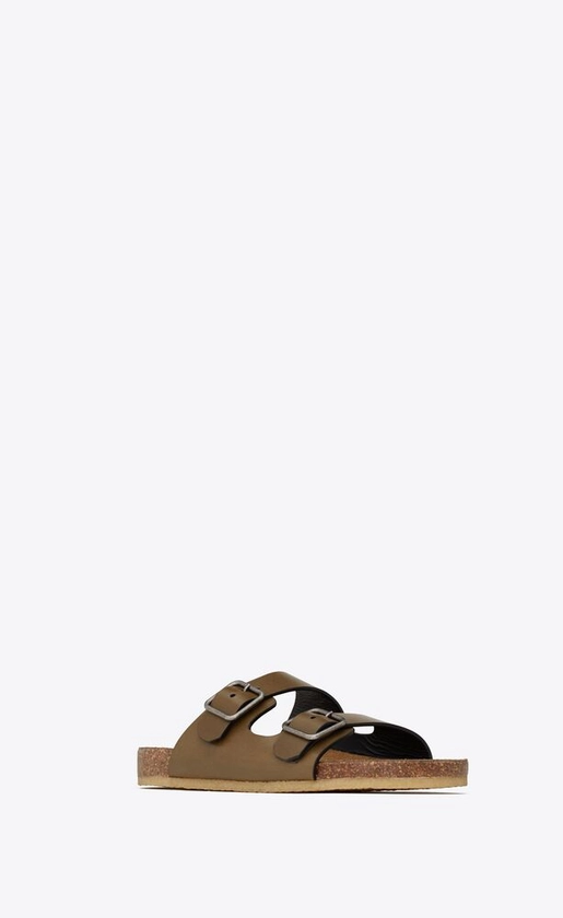 Jimmy flat sandals in smooth leather | Saint Laurent | YSL.com