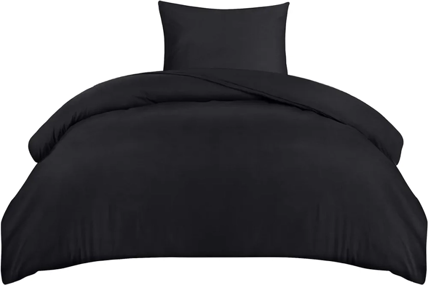 Utopia Bedding Single Duvet Cover Set - Soft Microfibre Polyester Duvet Cover with Pillow case - Bedding Quilt Cover Set (Black)