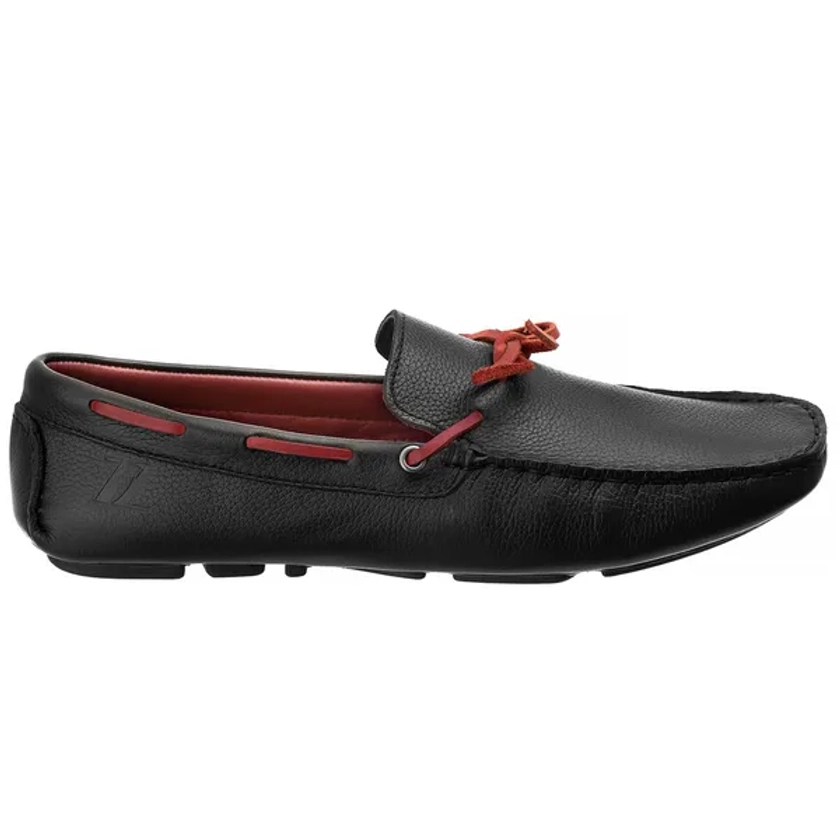 Mocassim Drive Rocco Lorenzzo Masculino em Couro Floater Preto - 4512