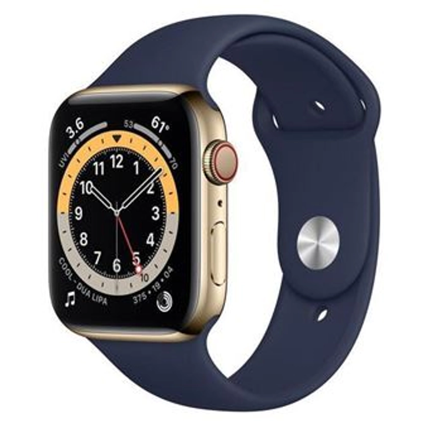 Apple Watch Series 6 GPS + Cellular Boîtier en Acier Inoxydable Gold 40 mm avec Bracelet Sport Bleu Reconditionné par Apple