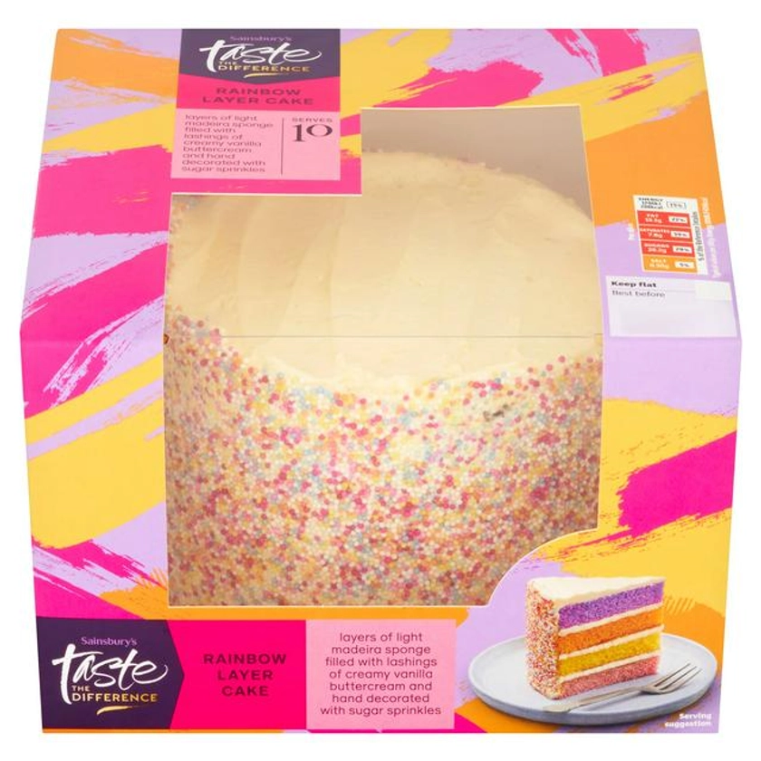 Sainsbury's Birthday Celebration Rainbow Layer Cake, Taste the Difference 685g (Serves 10) | Sainsbury's
