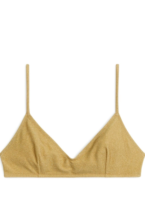 Glittery Bikini Top - Gold - Ladies | H&M GB