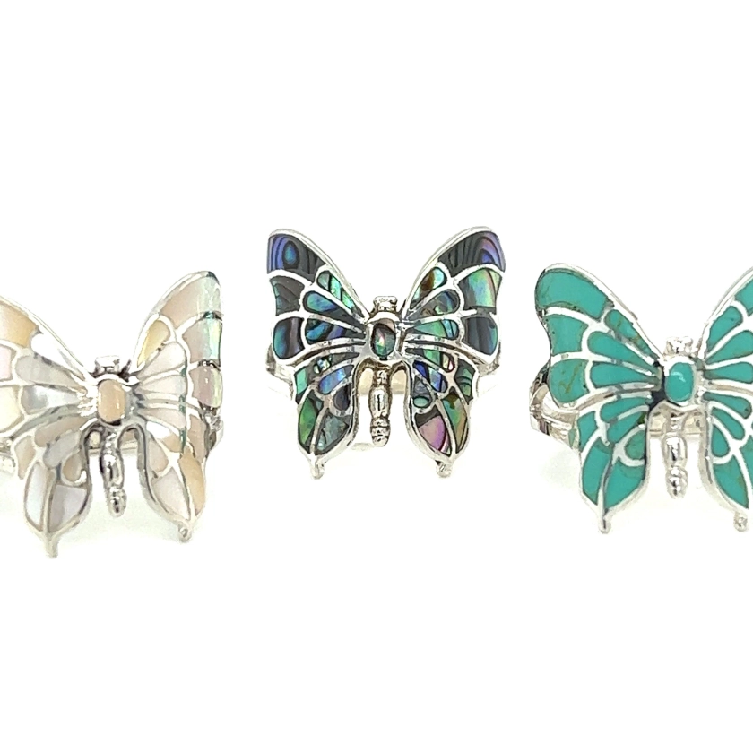 Intricate Statement Butterfly Inlay Ring