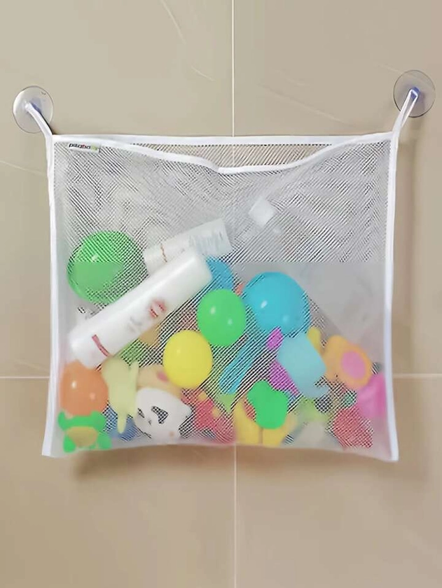 1pc Children's Bath Toy Storage Bag, Bathroom Hanging Bag For Baby Toys, Accessories And Toiletries, With Suction Cups (Suitable For Smooth Surfaces Only, Matte/Uneven Surfaces Not Recommended) With 2 Adhesive Hooks | SHEIN UK
