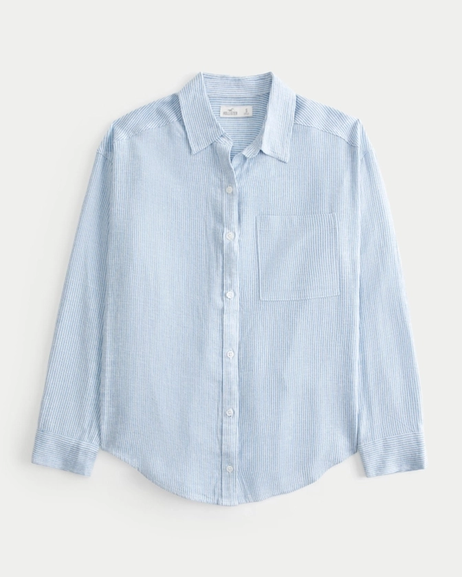 Women's Oversized Linen-Blend Shirt | Women's Tops | HollisterCo.com