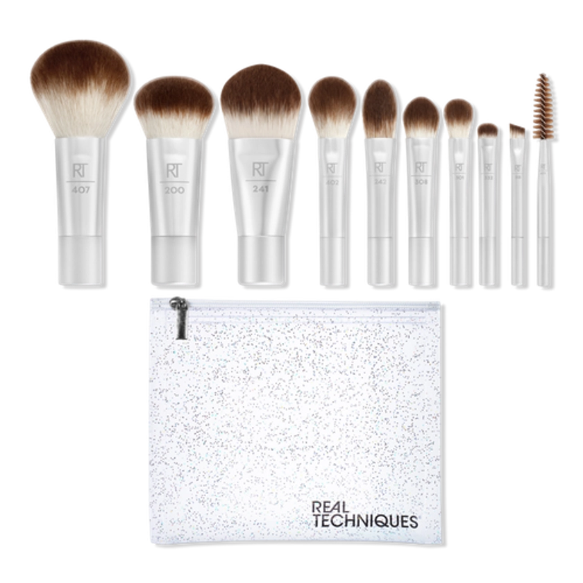 Starlit Shimmer Limited Edition Travel Brush + Bag Set - Real Techniques | Ulta Beauty