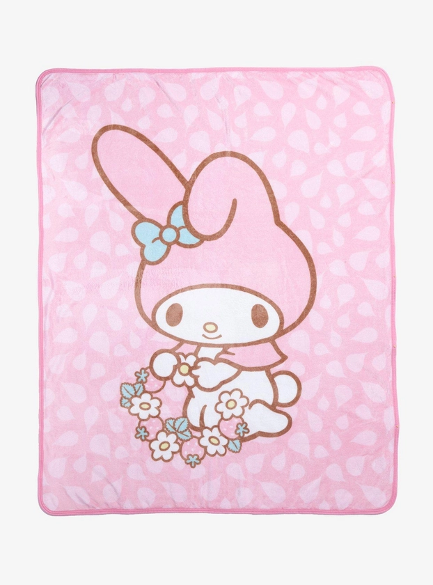 My Melody Flower Crown Throw Blanket