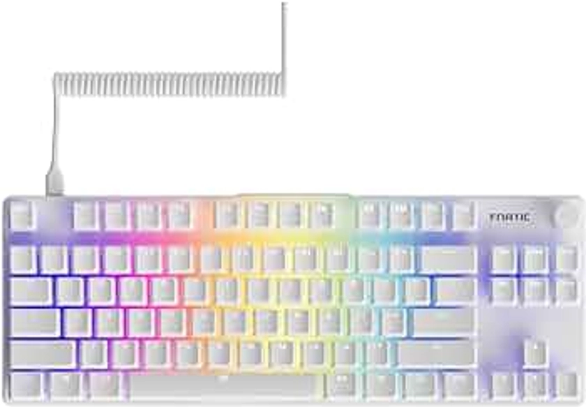 Fnatic STREAK80 LP White TKL Mechanical Low Profile Pro Gaming Keyboard, Speed Switches with Short Key-Travel, LED RGB, PBT Keycaps, Silent PORON Foam, US ANSI Layout QWERTY