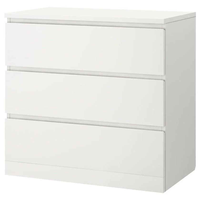 MALM white, Chest of 3 drawers, 80x78 cm - IKEA