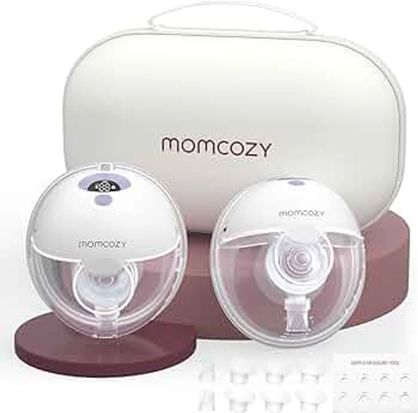 Momcozy Breast Pump Hands Free M5, Wearable Breast Pump of Baby Mouth Double-Sealed Flange with 3 Modes & 9 Levels, Electric Breast Pump Portable - 24mm, 2 Pack Lilac