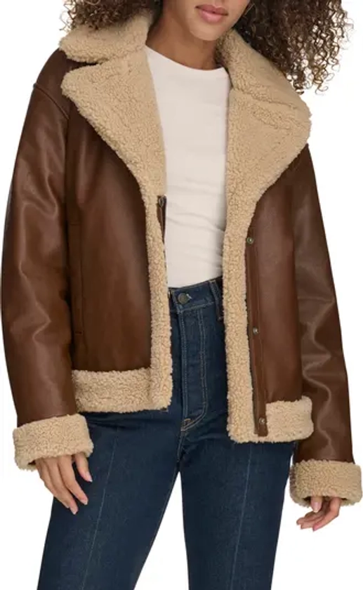 High Pile Fleece Asymmetrical Faux Leather Jacket