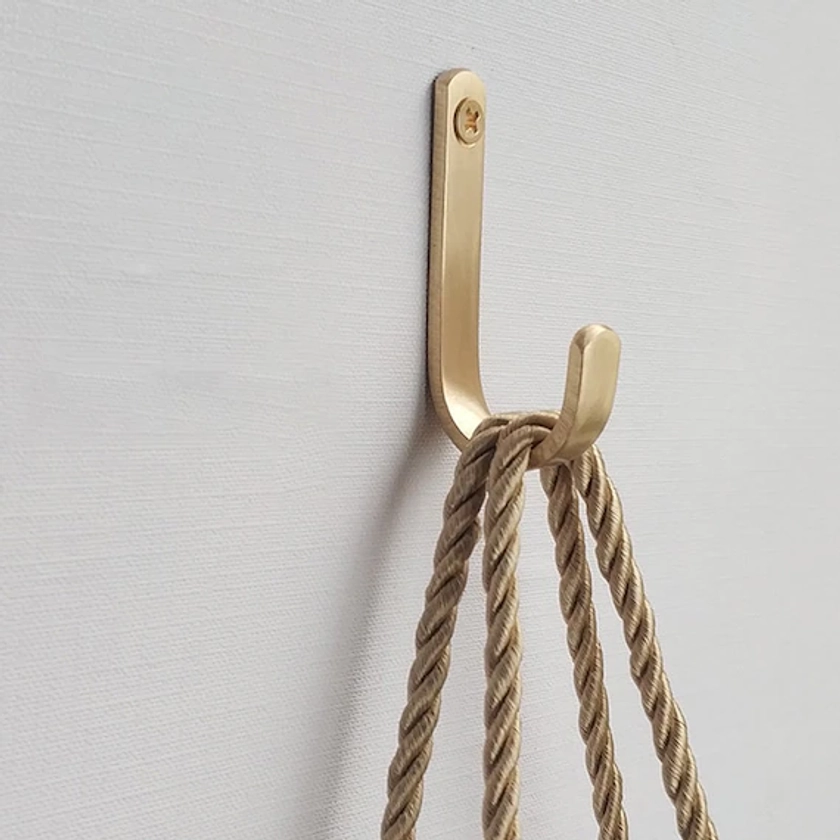 Solid Brass Tapered Hook Brass Coat Hook Minimalist Wall - Etsy