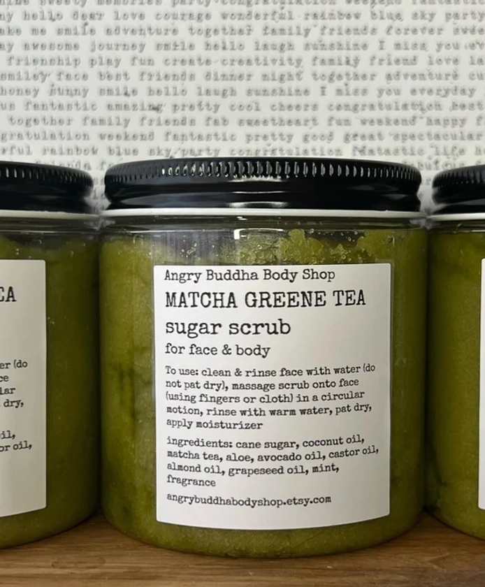 Matcha Green Tea & Aloe Face Scrub, gommage au sucre, soin du visage, soins personnels, naturel