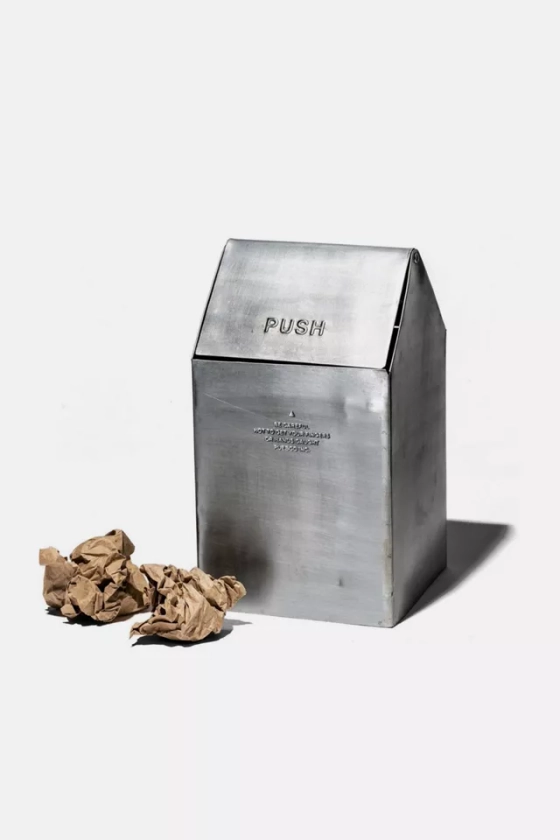 Puebco Reclaimed Stainless Steel Countertop Dustbin