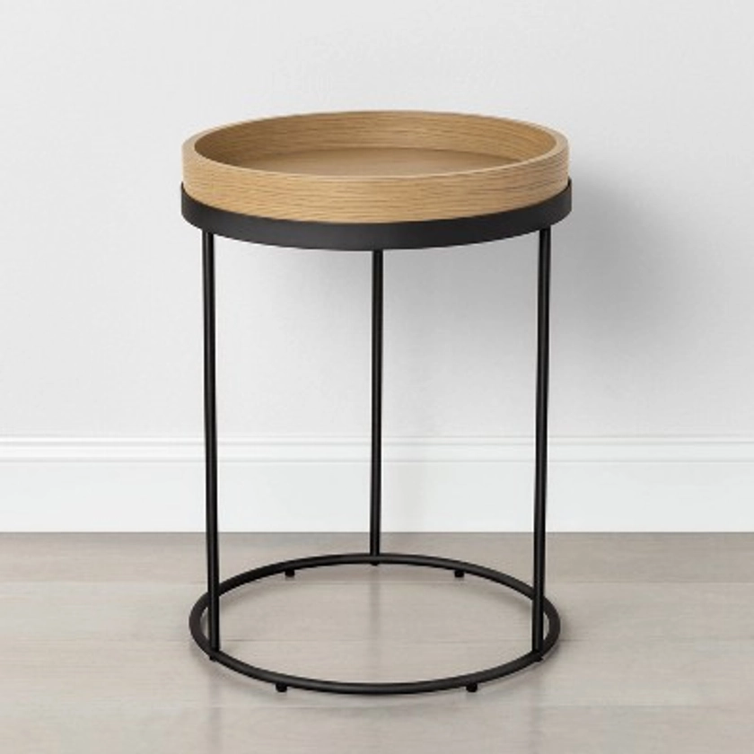 Wood &#38; Steel Accent Table Black - Hearth &#38; Hand&#8482; with Magnolia