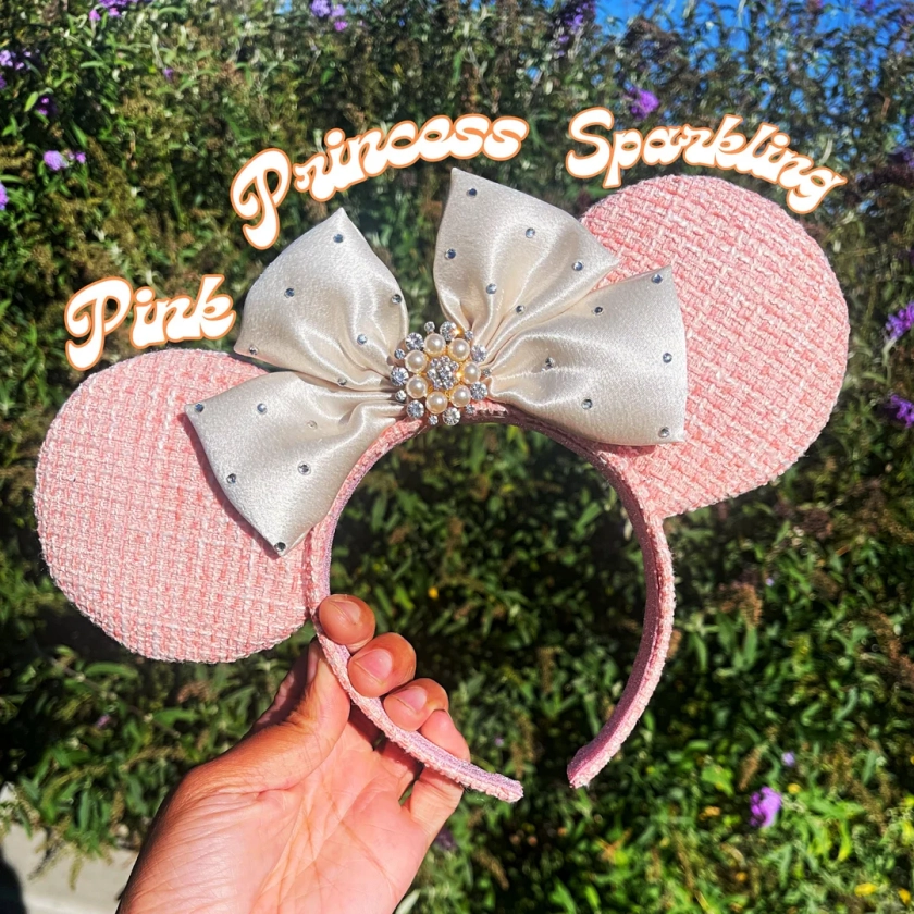 Pink Sparkling Rhinestone Minnie Ear - Etsy