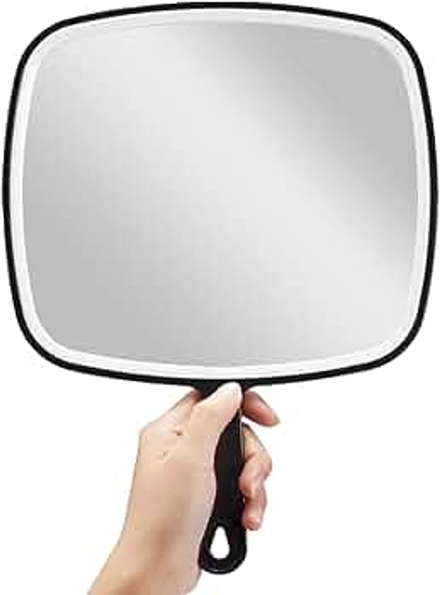 OMIRO Hand Mirror, Extra Large Black Handheld Mirror with Handle,Square,XL