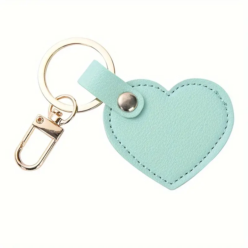 Porte-clés en forme de cœur en simili cuir avec fermoir en alliage - Pendentif charmant et à la mode pour clés, sacs et accessoires de voiture - Cadea