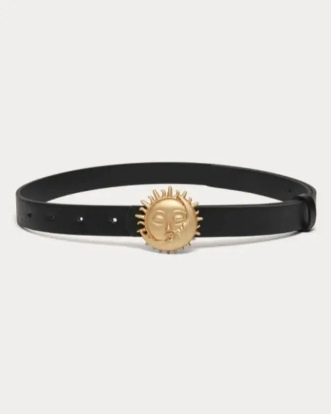 Sun &amp;amp; Moon Design Buckle Belt With Punch Tool