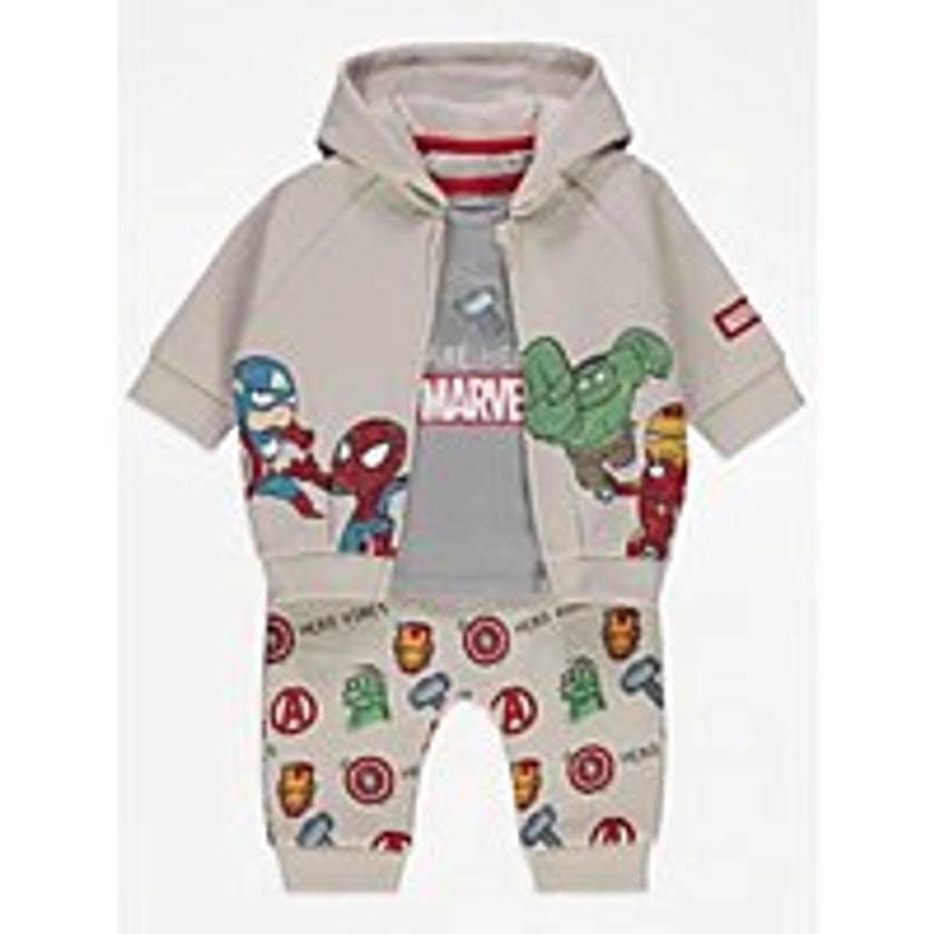 Marvel Avengers Sketch T-Shirt Hoodie and Joggers Outfit | Baby | George at ASDA