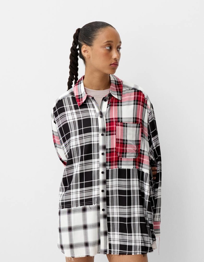 Chemise Beershka x Beetlejuice oversize carreaux - BSK Teen