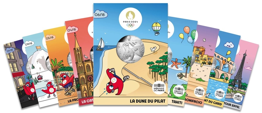 Les Jeux Olympiques et Paralympiques de Paris 2024 - Le coffret collector - Lot de 10€ Argent Vague 1 et leur coffret