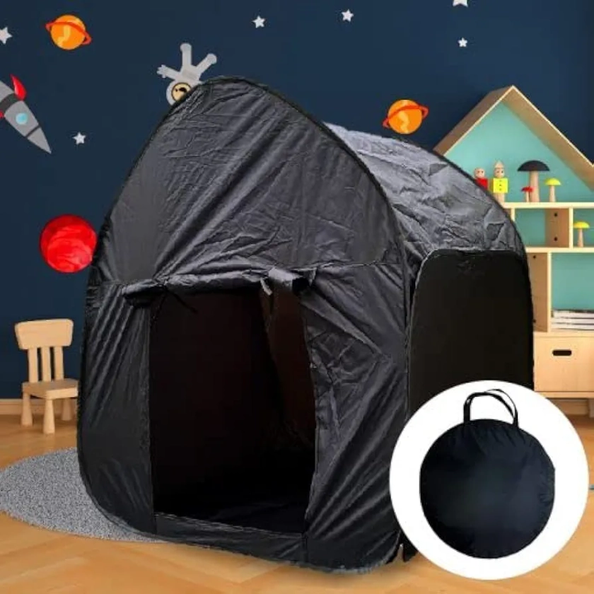 Black Sensory Pop Up Tent for Den Making with Carry Case – 105cm