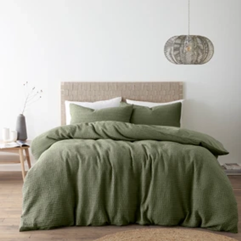 Amberley Waffle Cotton Duvet Cover and Pillowcase Set