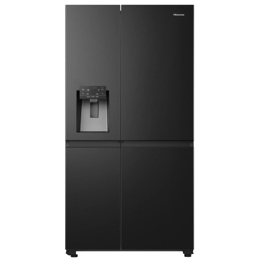 Hisense RS818N4TFE American Style Fridge Freezer Ice & Water Non Plumbed - BLACK - Appliance City