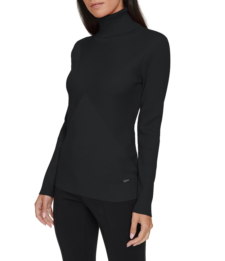 Calvin Klein Long Sleeve Turtleneck Criss Cross Sweater | Dillard's