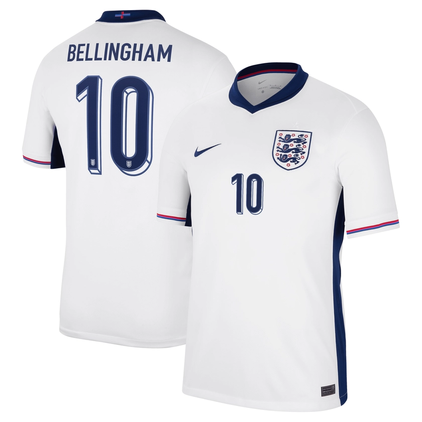 England Nike Home Stadium Shirt 2024 with Bellingham 10 printing