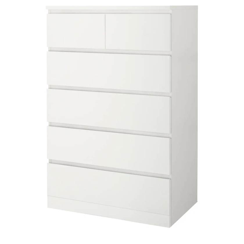 MALM Commode 6 tiroirs - blanc 80x123 cm