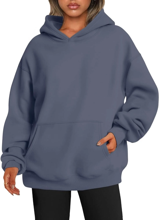 EFAN Womens Hoodies Oversized Sweatshirts Pullover Fleece Sweaters Long Sleeve With Pockets Winter Fall Outfits Y2k Clothes, Greyblue, S : Amazon.co.uk: Fashion