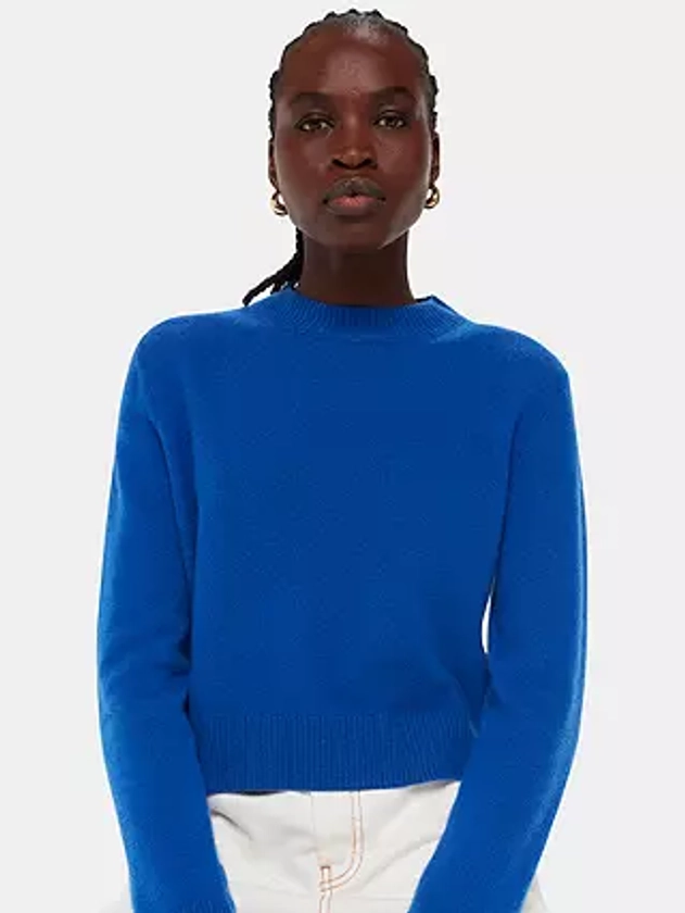 Whistles Cropped Wool Jumper, Cobalt Blue