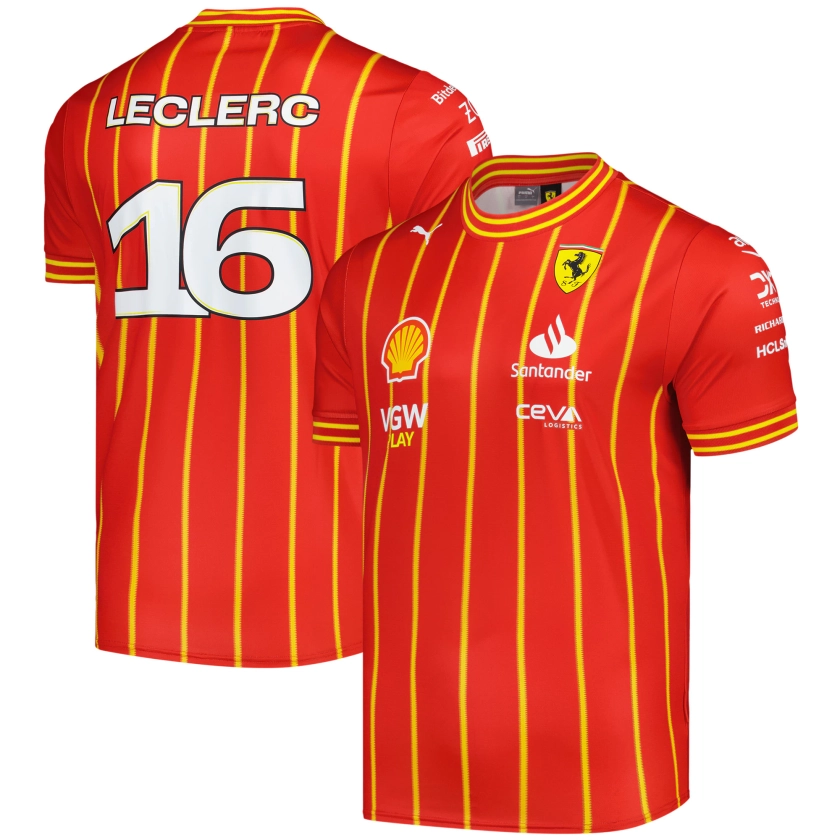 Maillot de football de l'équipe Charles Leclerc de la Scuderia Ferrari 2024