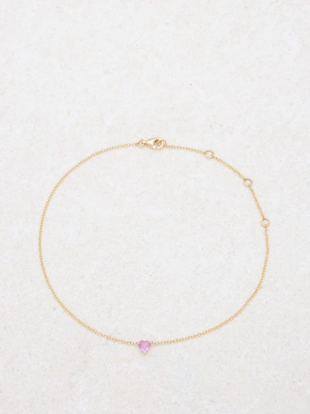 Baby Heart sapphire & 18kt gold anklet