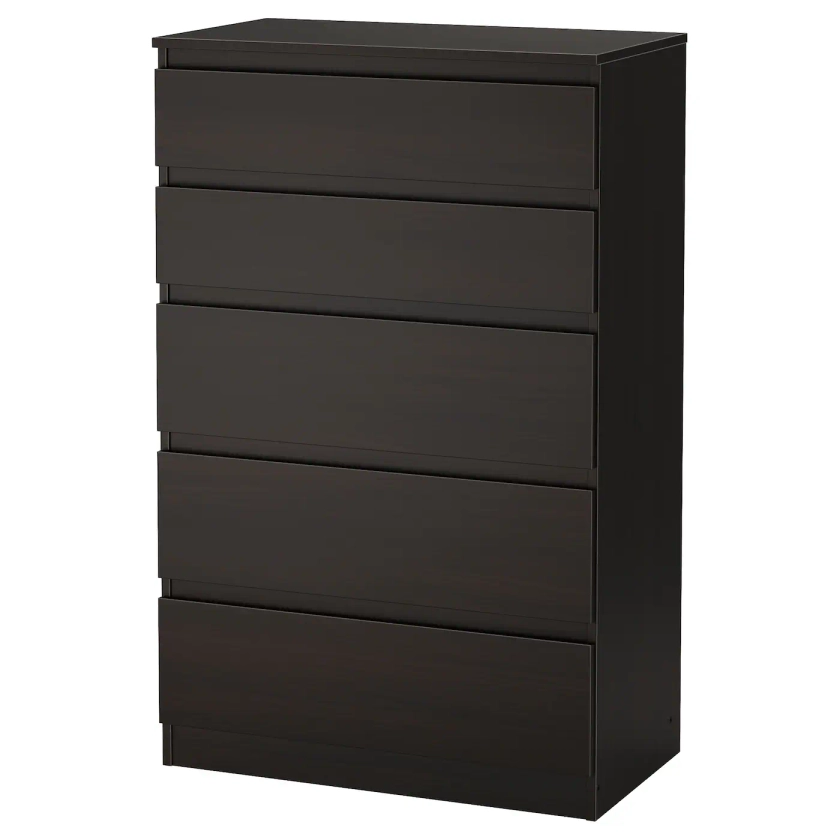 KULLEN Chest of 5 drawers - black-brown 70x112 cm