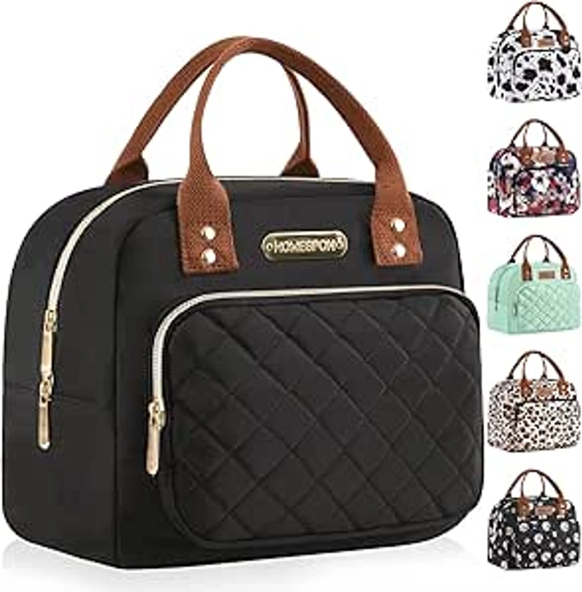 HOMESPON Sac Isotherme à Repas pour Femme Homme Travail Bureau Adulte Boîte à Déjeuner pour Fille (Noir doré)